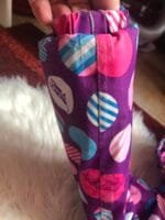 Polovna Lego jakna za zimu ljubicasta sa plavim i roze tufnama, velicine 92.