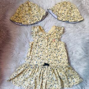 Sergent Major haljina zuta sa cveticima i sesirima, velicine 80.