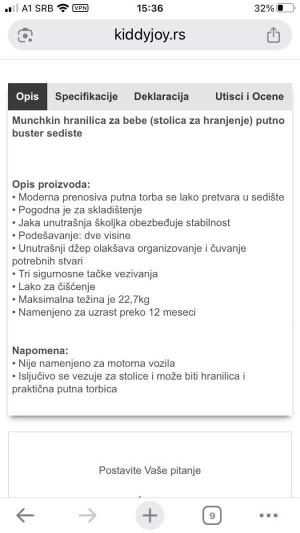 Munchkin booster stolica za hranjenje - Slika 10