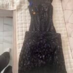 Duga crna cipkasta haljina vel S